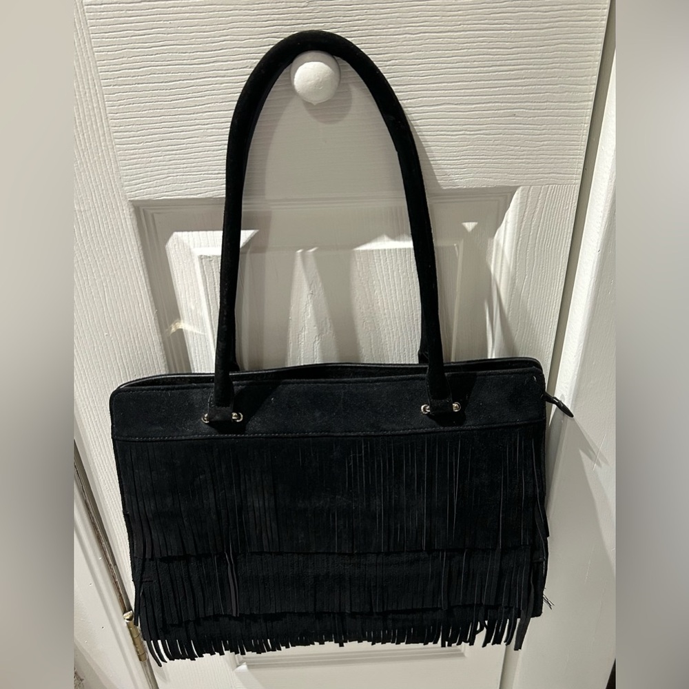 🖤 Vintage DANIER Suede & Leather Fringe Tote Bag - Boho Western Style - Picture 3 of 3